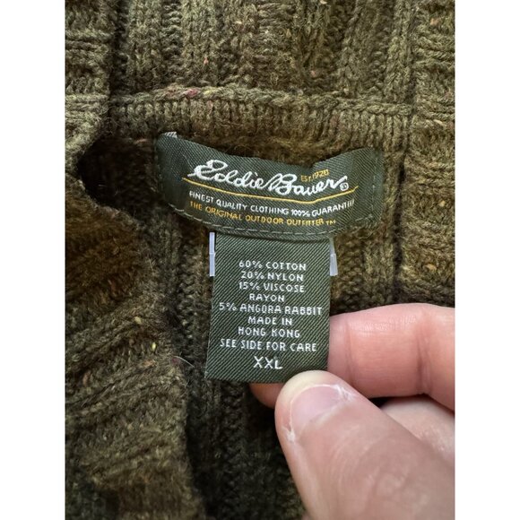 Eddie Bauer Women XXL Green Rabbit Hair Blend Knit Hooded Pocket Sweater Vest - Picture 3 of 14